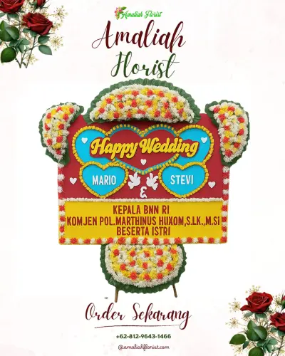 Karangan Papan Bunga Pernikahan di Cerih